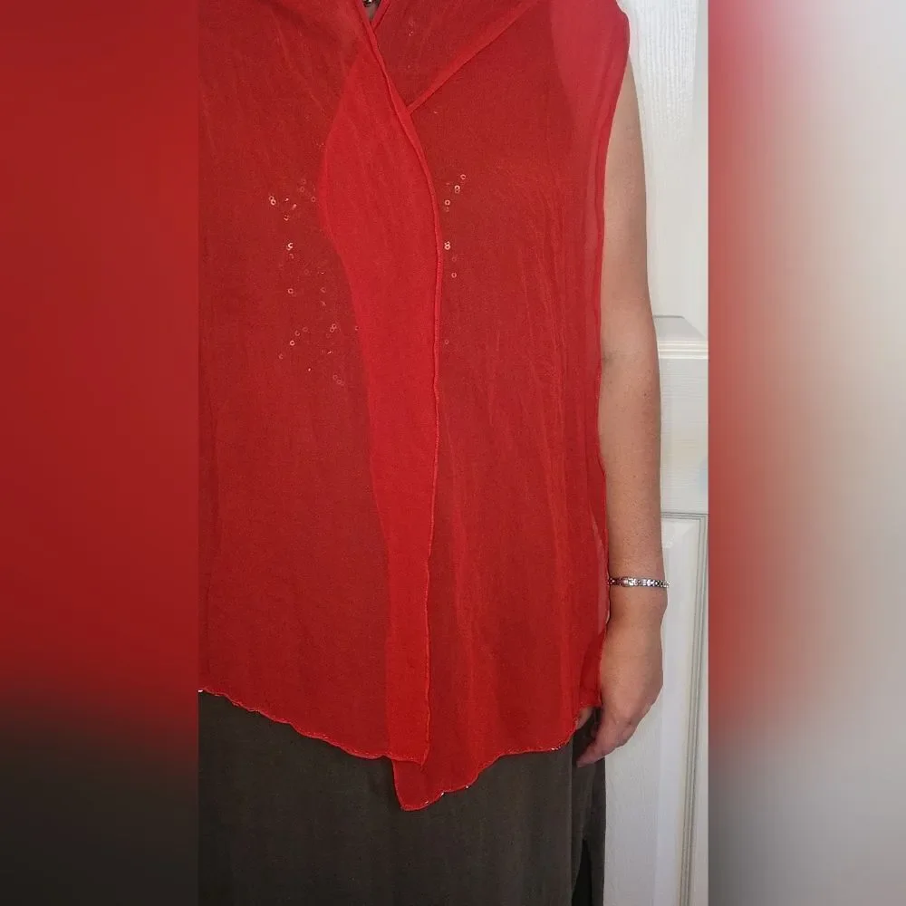 Unbranded Red SILK Embroidered Rheinstones Women’s Scarf Wrap 72